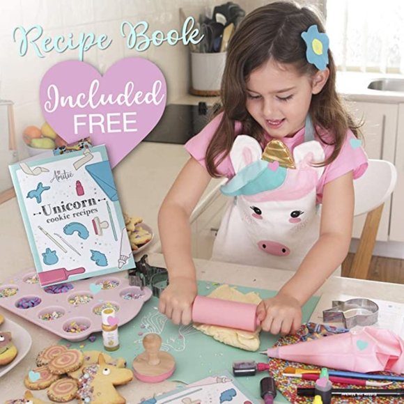 New- Kids Unicorn 14 pc Cookie Baking Set for Girls - Incl. Unicorn Apron - Picture 2 of 7